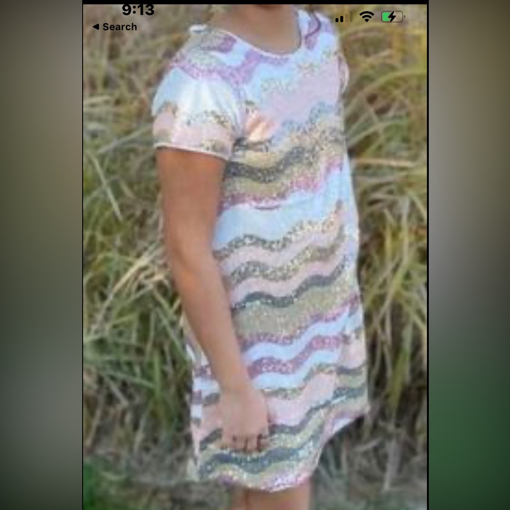 Multi color Short sleeve girls sequin dress